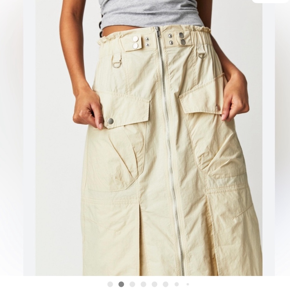 Free People Women's Cream Skirt with Front Pockets